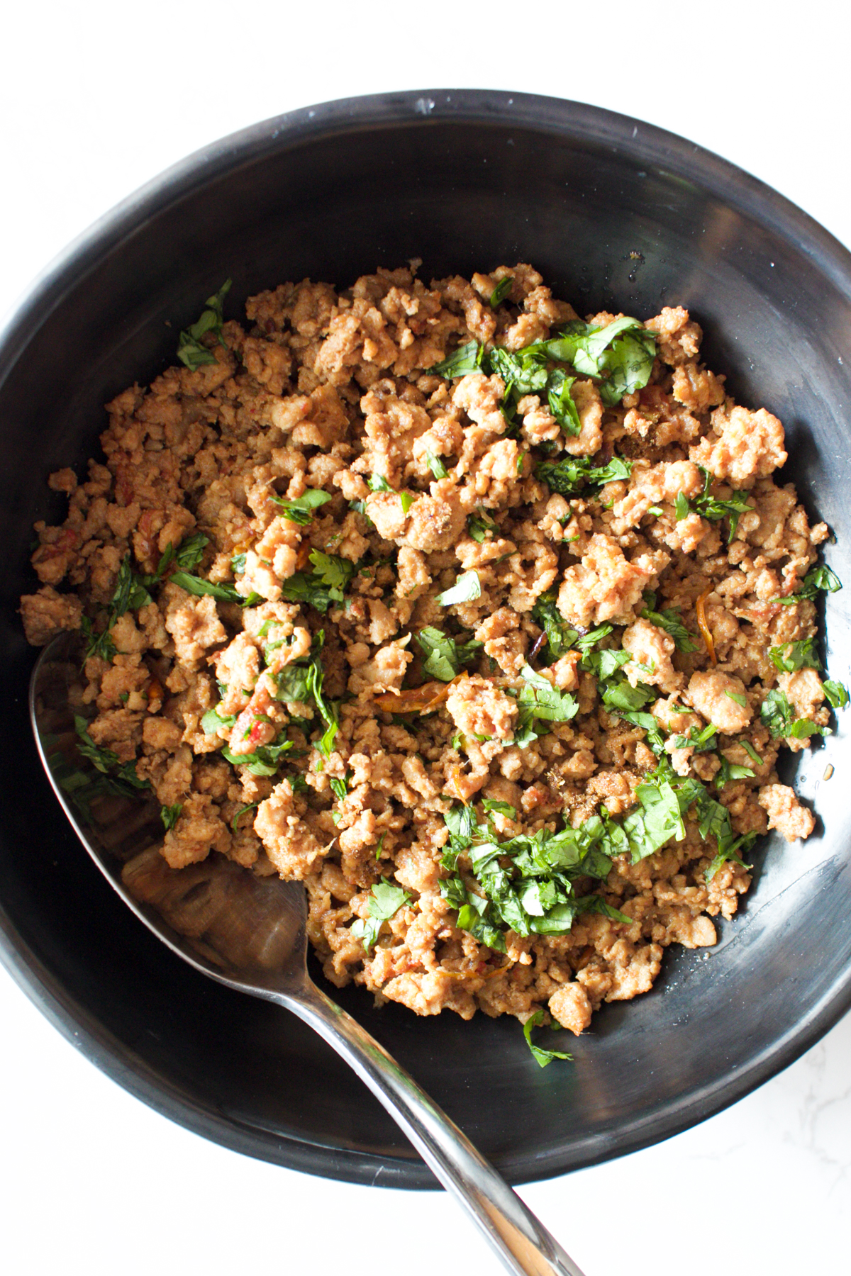 chicken keema with diced cilantro