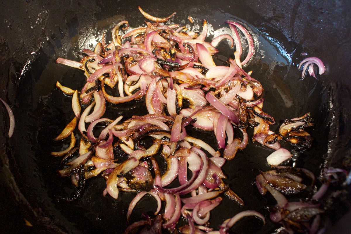 Browning onions 