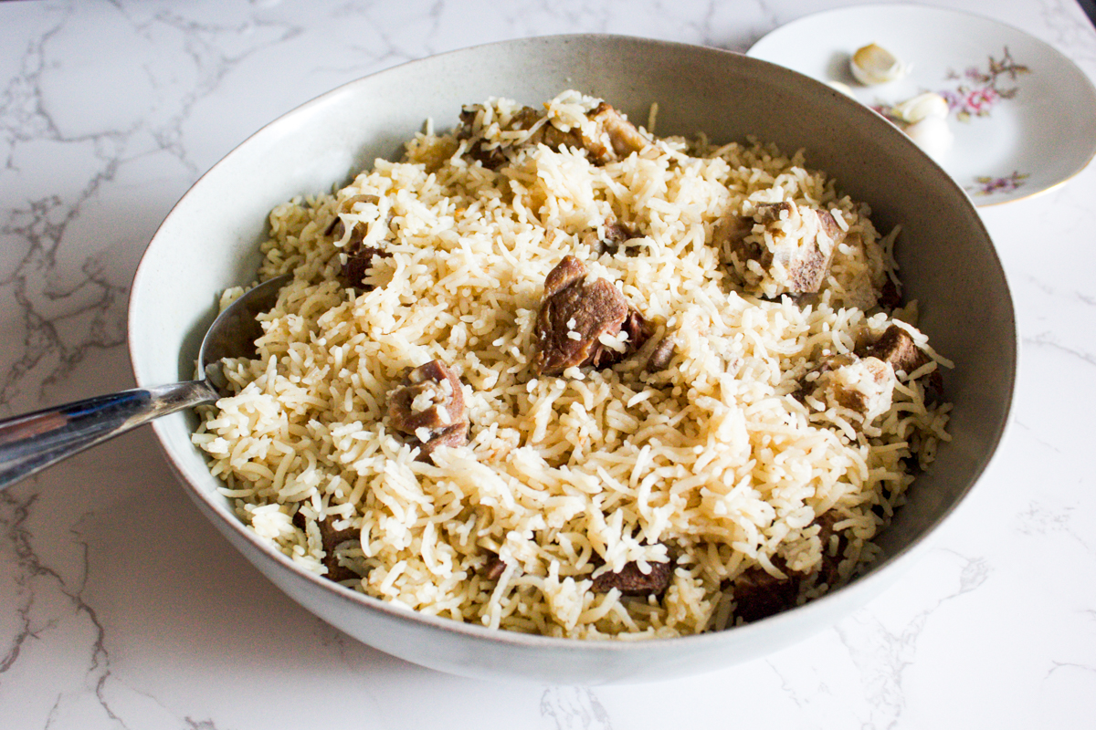 Mutton pulao at an angle