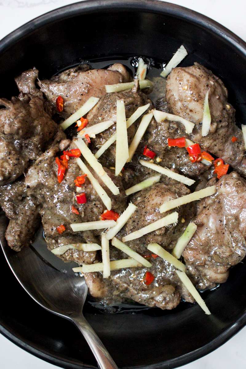 Kali mirch chicken karahi (black pepper chicken) in a bowl 