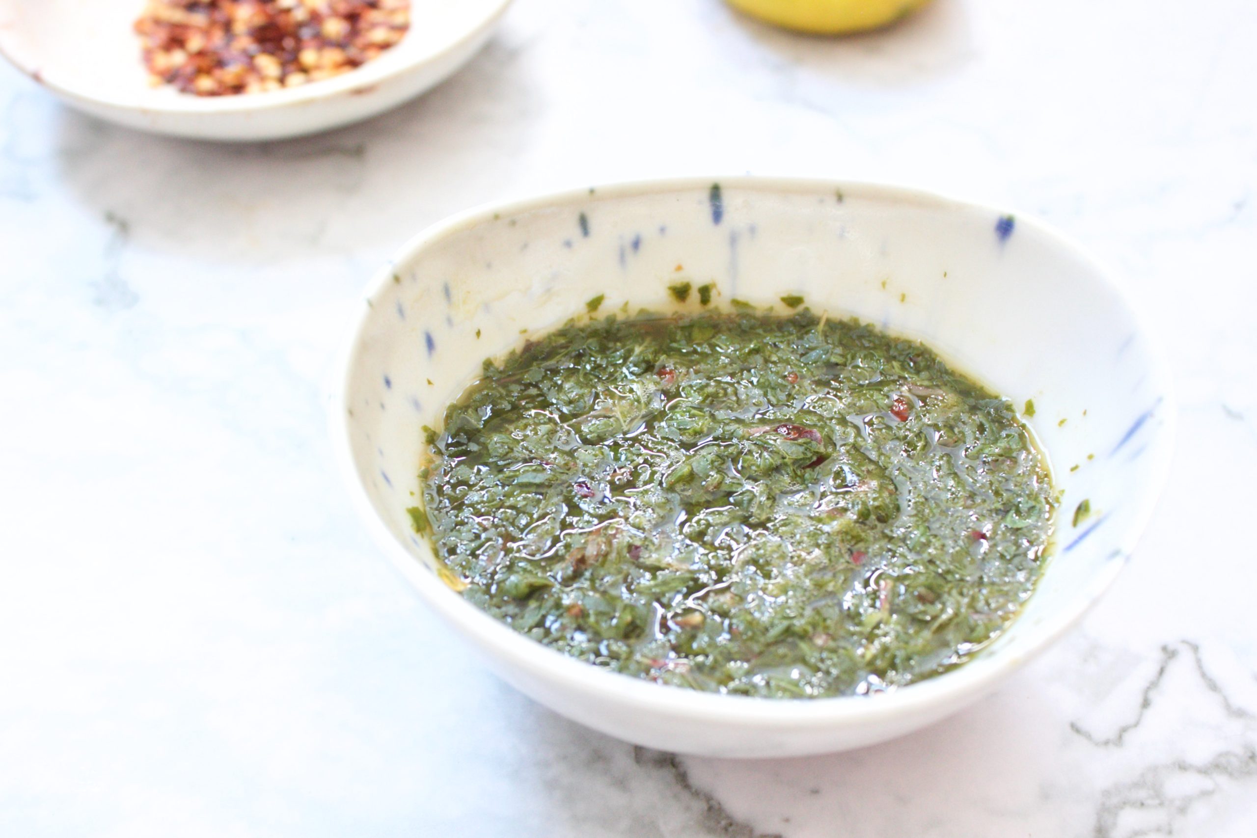 Podine ki chutney (mint chutney) in a bowl 