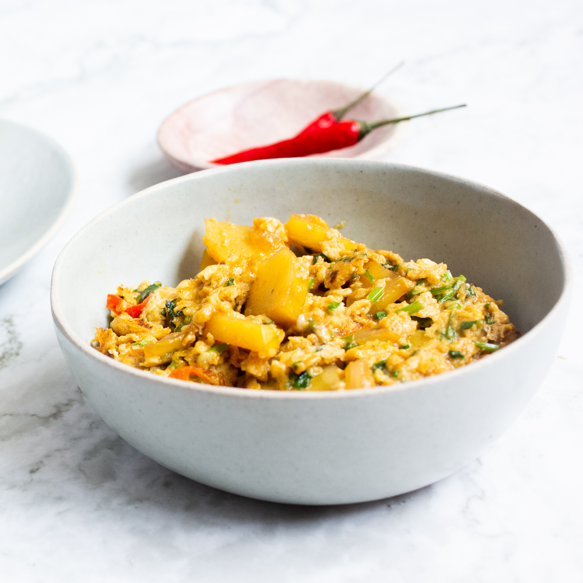 Close up of khagina in a bowl