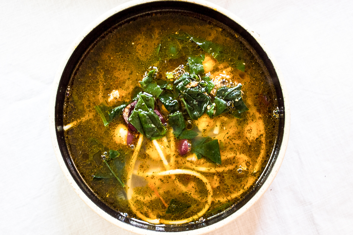 Ash soup in bowl