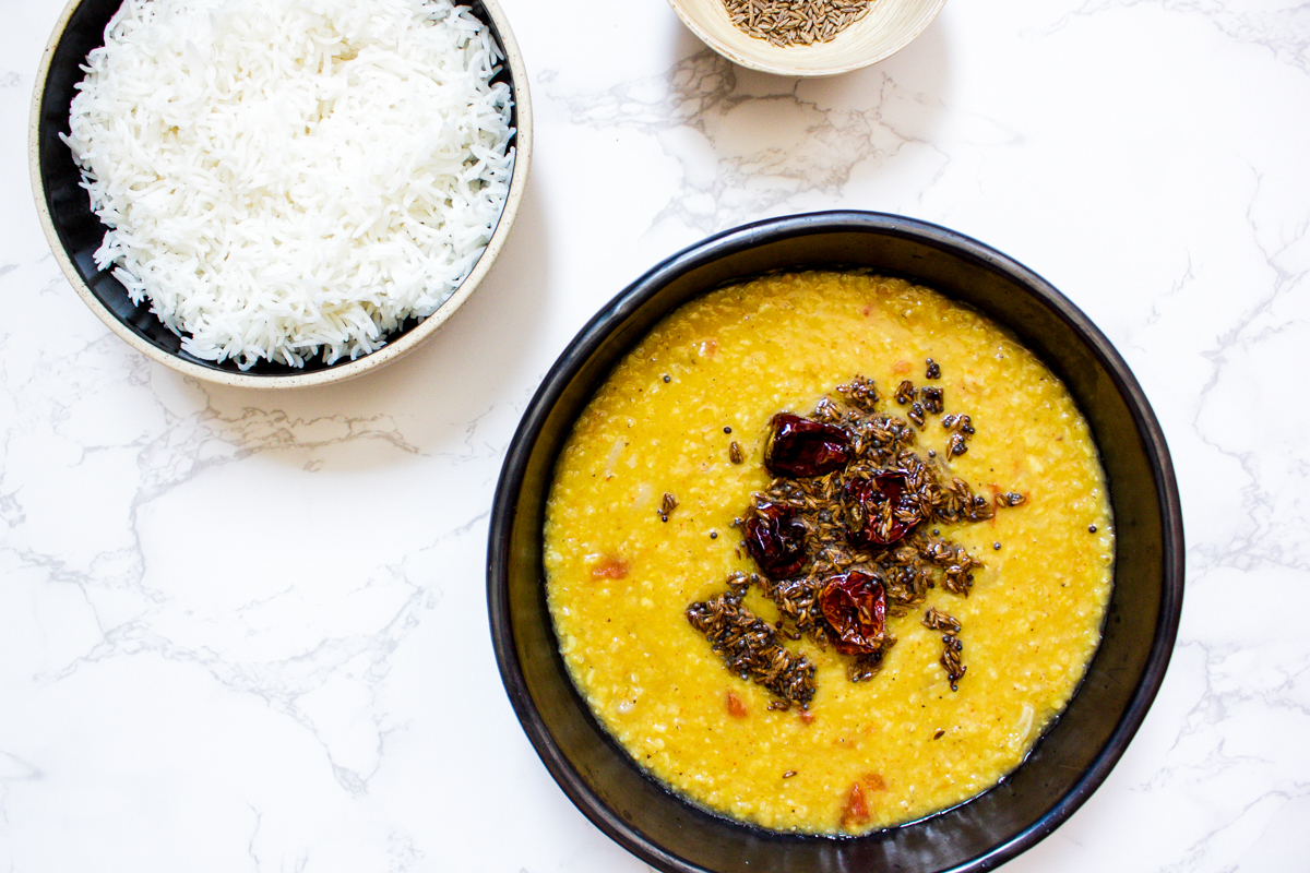 Masoor moong daal with rice