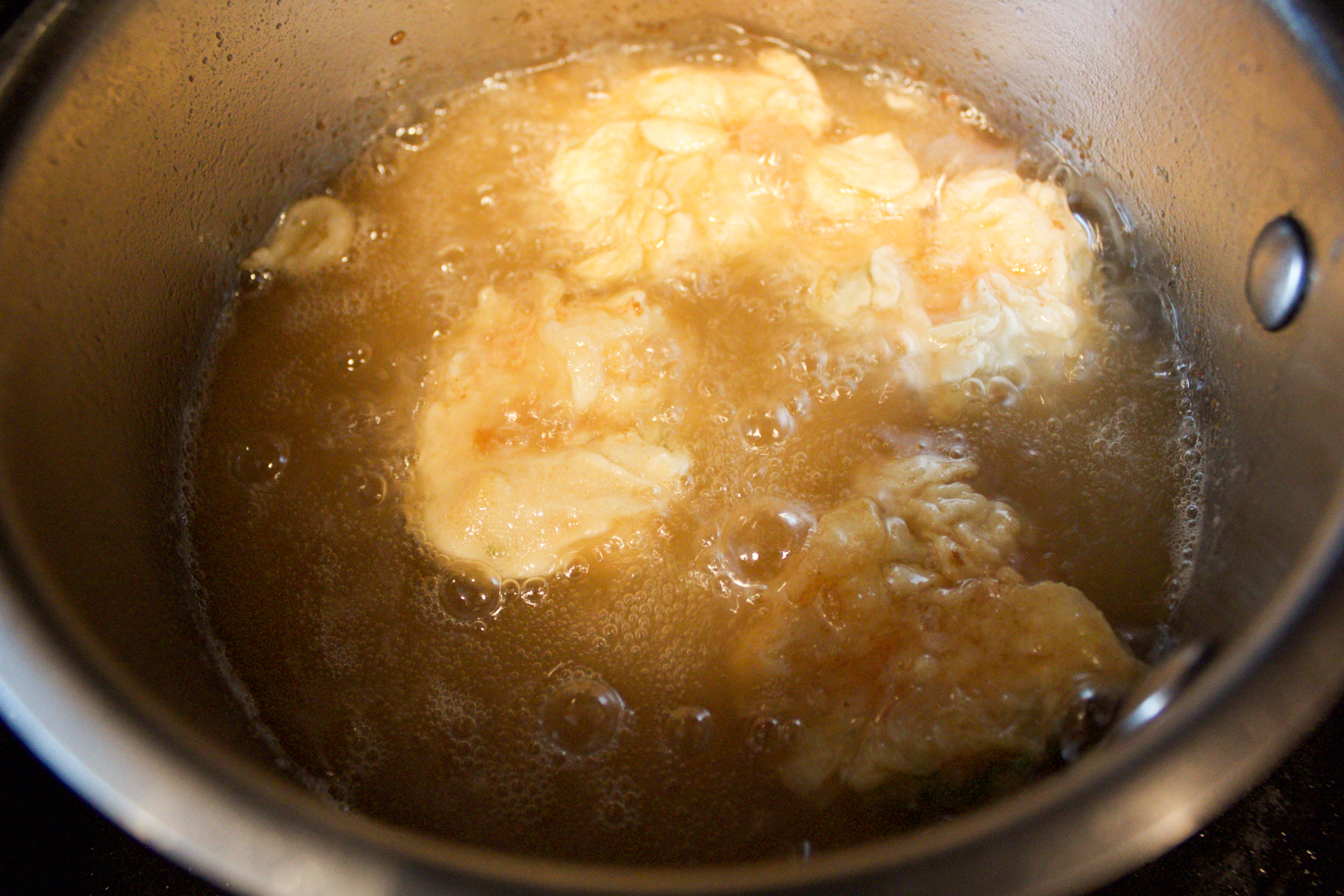 process shot of frying shrimp 