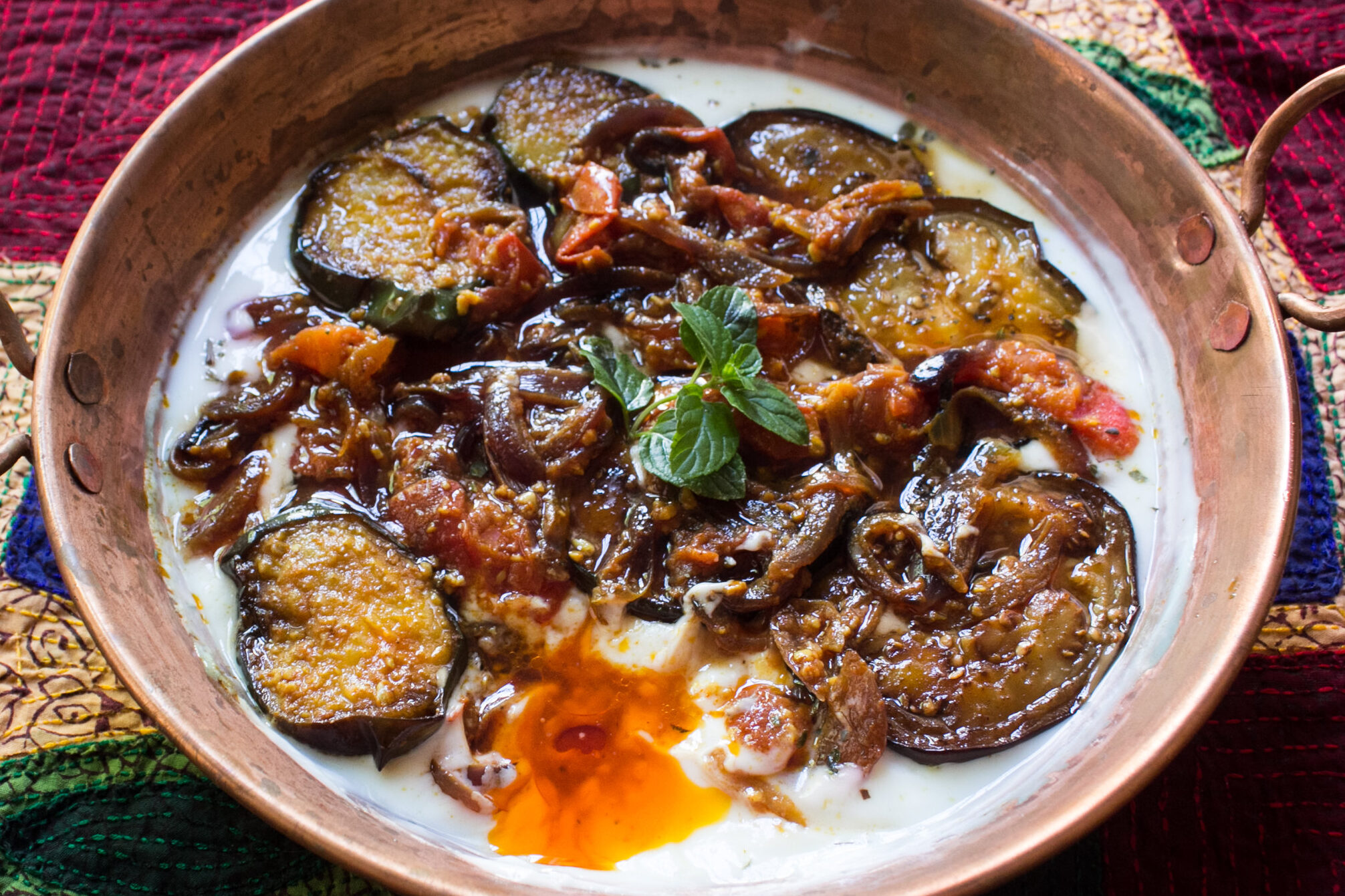 borani banjan in a copper platter