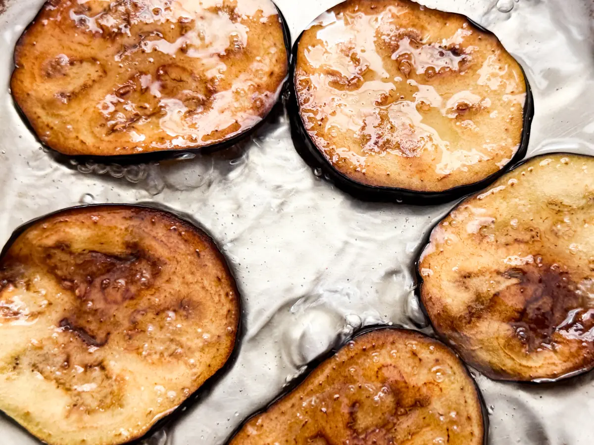 eggplant frying in oil
