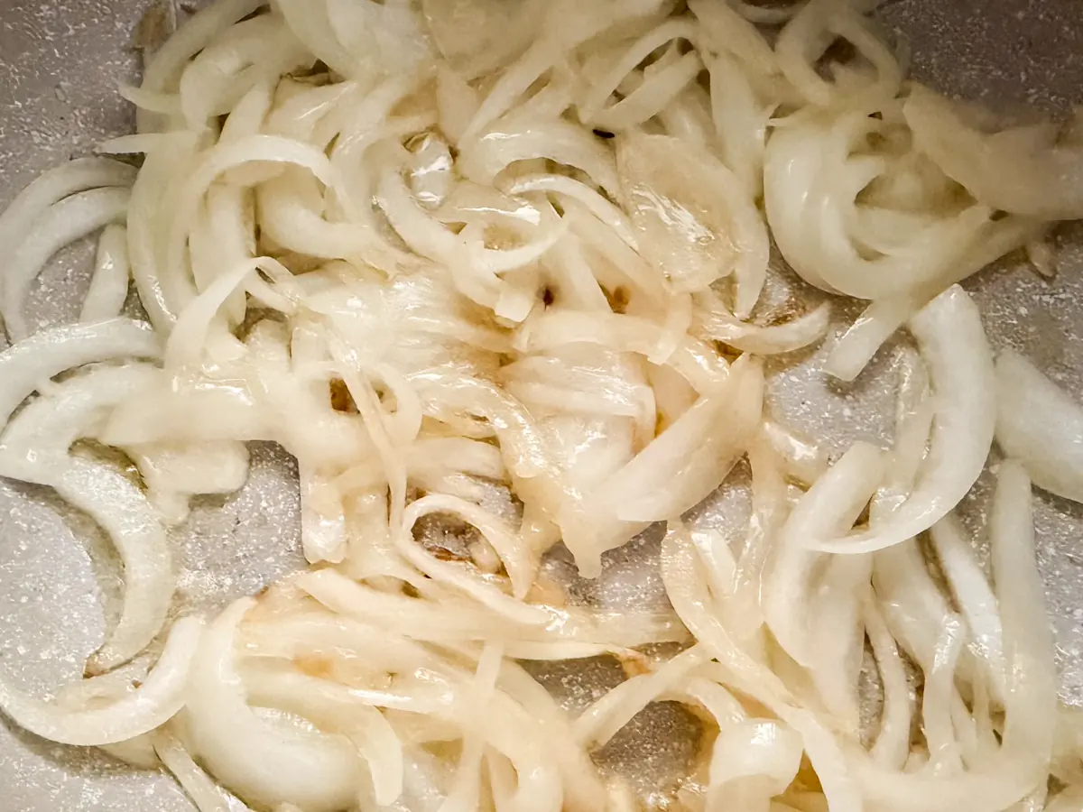 onions fried until soft and translucent
